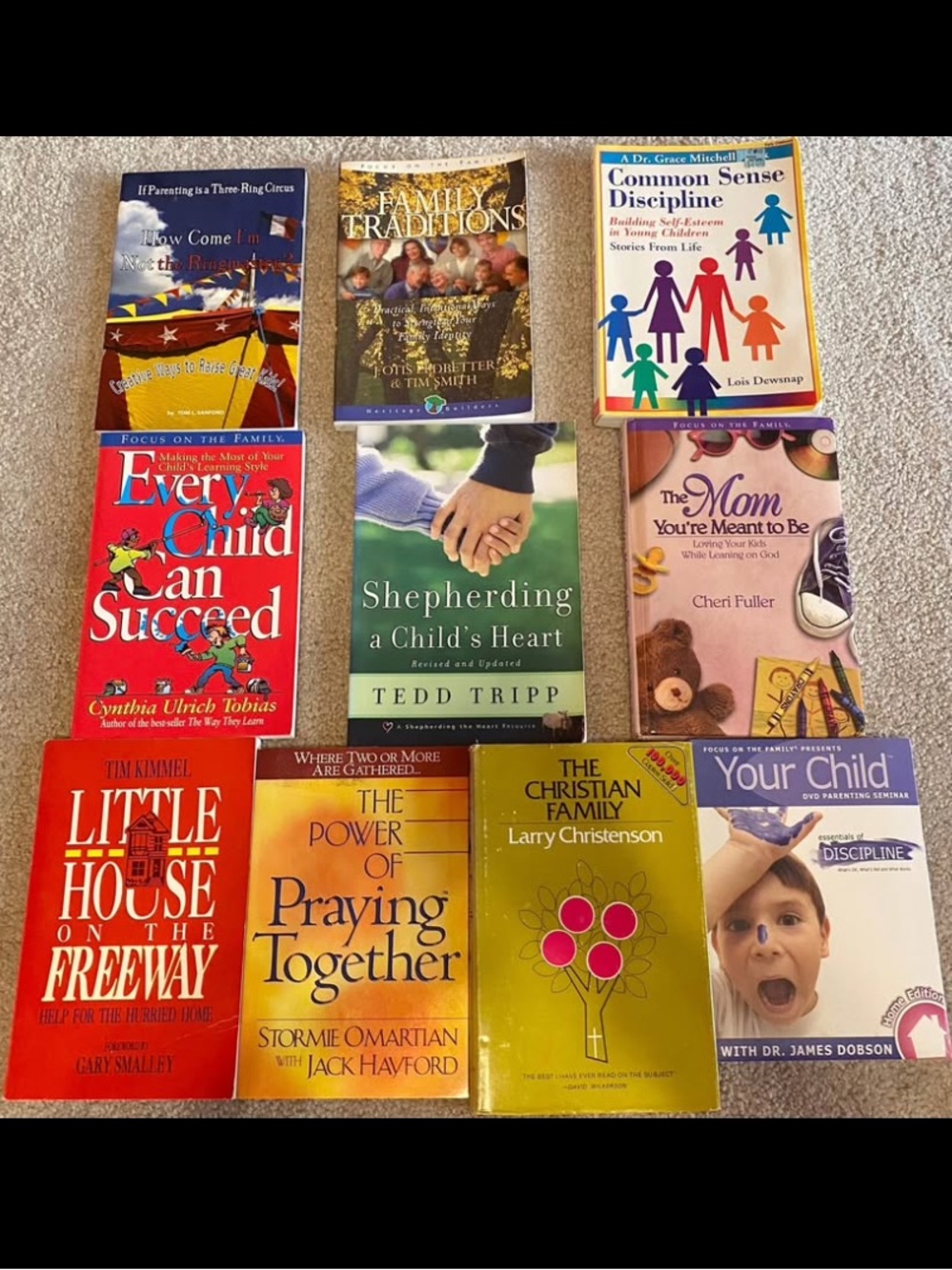 Lot of 10 Parenting Children Raising Kids Family Christian Mom Child Books & DVD